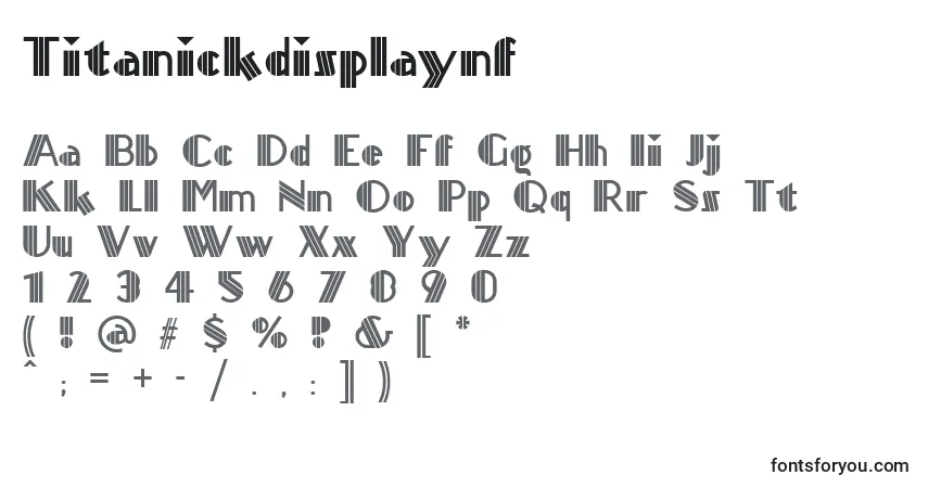 Czcionka Titanickdisplaynf – alfabet, cyfry, specjalne znaki