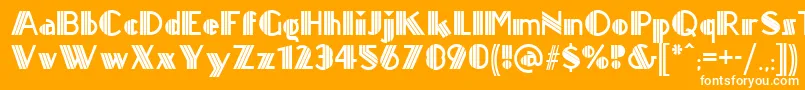 Titanickdisplaynf-Schriftart – Weiße Schriften auf orangefarbenem Hintergrund