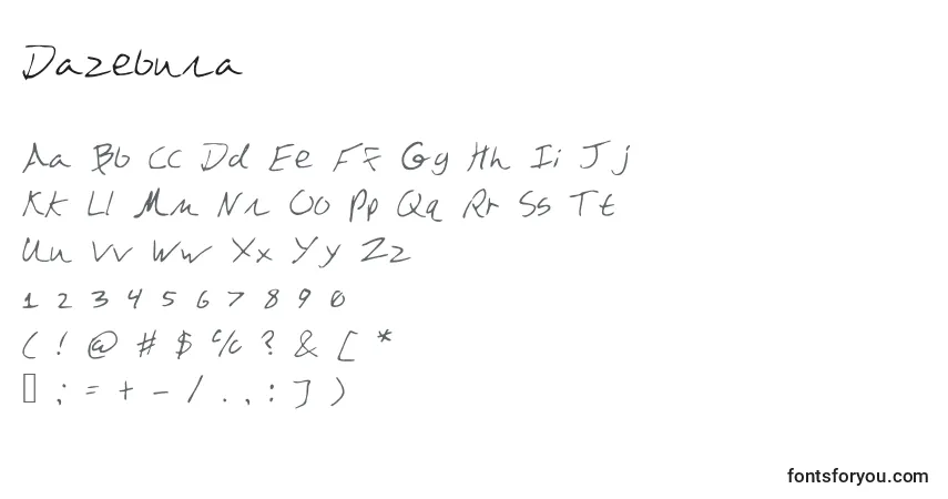 Czcionka Dazebuna – alfabet, cyfry, specjalne znaki