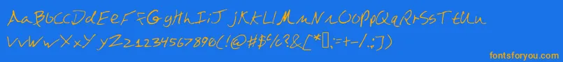 フォントDazebuna – オレンジ色の文字が青い背景にあります。