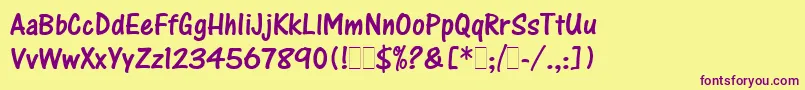 OneStrokeScriptLetPlain. Font – Purple Fonts on Yellow Background