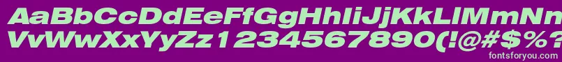 Fonte HeliosextblackItalic – fontes verdes em um fundo violeta