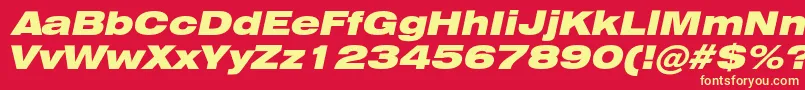 HeliosextblackItalic Font – Yellow Fonts on Red Background