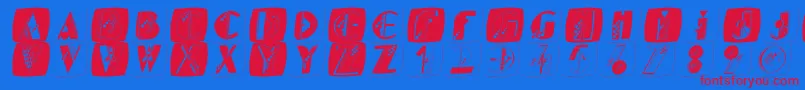 Kidgeboxes Font – Red Fonts on Blue Background