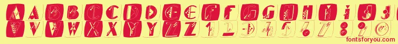 Kidgeboxes Font – Red Fonts on Yellow Background