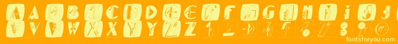 Kidgeboxes Font – Yellow Fonts on Orange Background