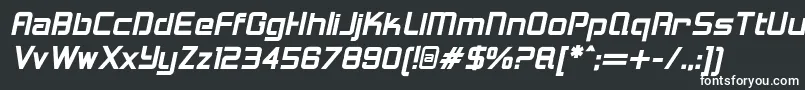 Czcionka LoganfiveBolditalic – białe czcionki na czarnym tle