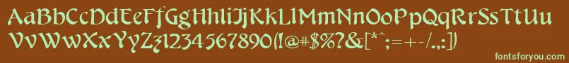 CheshirebroadRegular-fontti – vihreät fontit ruskealla taustalla