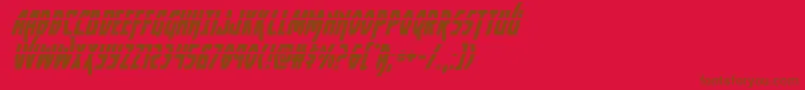 Yankeeclipperlaserital-Schriftart – Braune Schriften auf rotem Hintergrund