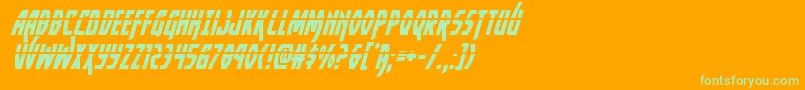 Yankeeclipperlaserital-Schriftart – Grüne Schriften auf orangefarbenem Hintergrund