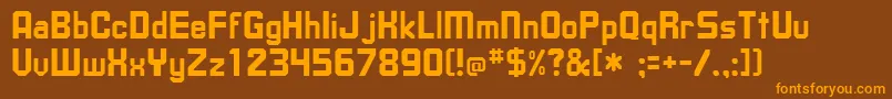 UpsilonRegularフォントについての詳細 フォントUpsilonRegular – オレンジ色の文字が茶色の背景にあります。
