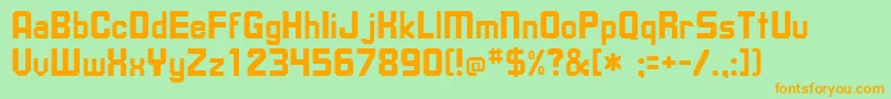 UpsilonRegularフォントについての詳細 フォントUpsilonRegular – オレンジの文字が緑の背景にあります。