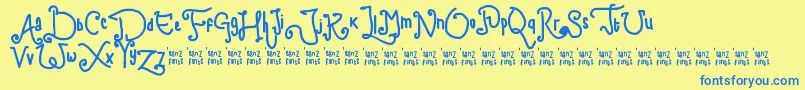 ChildWriting Font – Blue Fonts on Yellow Background