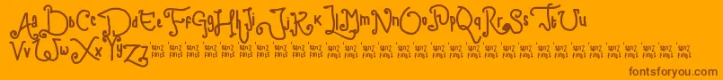 Fonte ChildWriting – fontes marrons em um fundo laranja