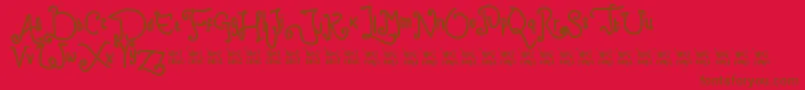 フォントChildWriting – 赤い背景に茶色の文字
