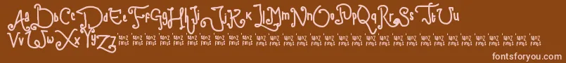 Czcionka ChildWriting – różowe czcionki na brązowym tle