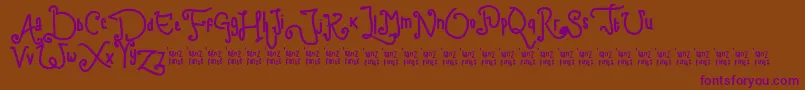 ChildWriting-Schriftart – Violette Schriften auf braunem Hintergrund