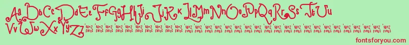 フォントChildWriting – 赤い文字の緑の背景