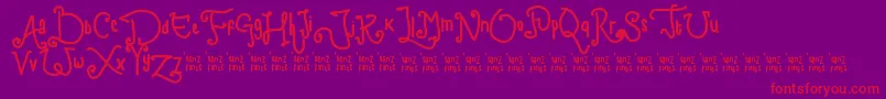 Czcionka ChildWriting – czerwone czcionki na fioletowym tle