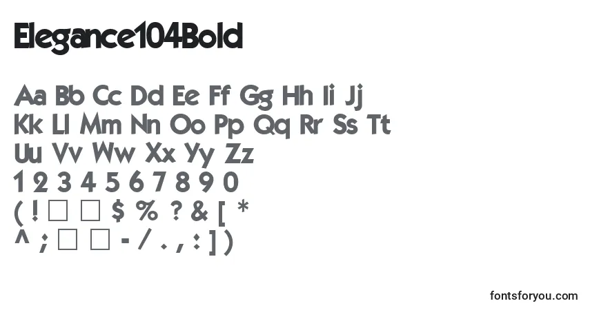 A fonte Elegance104Bold – alfabeto, números, caracteres especiais
