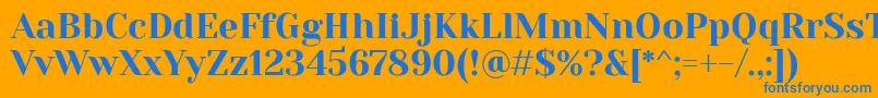 フォントYesevaoneRegular – オレンジの背景に青い文字