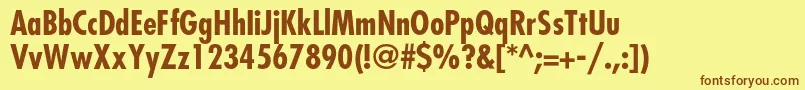 フォントFavoritcondcBold – 茶色の文字が黄色の背景にあります。