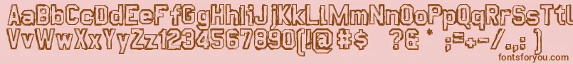 Saiba mais sobre a fonte DirtyPlay Fonte DirtyPlay – fontes marrons em um fundo rosa
