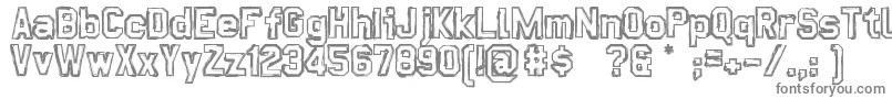 DirtyPlay-fontti – harmaat kirjasimet valkoisella taustalla