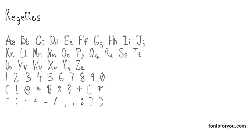 A fonte Regellos – alfabeto, números, caracteres especiais