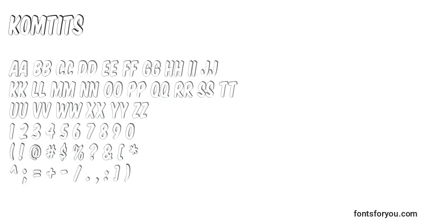 Czcionka Komtits – alfabet, cyfry, specjalne znaki
