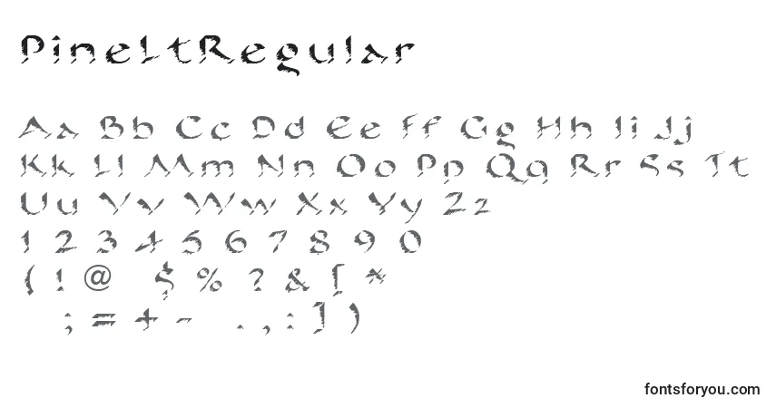 Czcionka PineLtRegular – alfabet, cyfry, specjalne znaki
