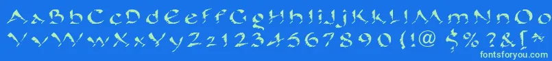 PineLtRegular Font – Green Fonts on Blue Background