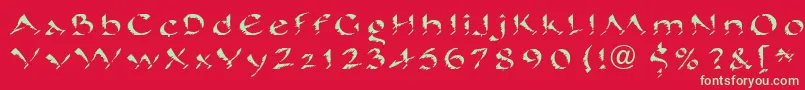 フォントPineLtRegular – 赤い背景に緑の文字