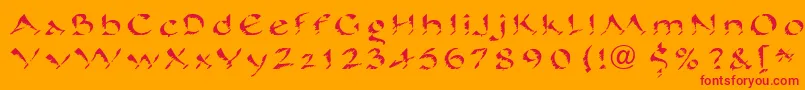 PineLtRegular-Schriftart – Rote Schriften auf orangefarbenem Hintergrund