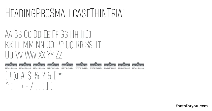 HeadingProSmallcaseThinTrial Font – alphabet, numbers, special characters