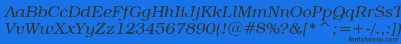 BookmanItcLightItalicBt-Schriftart – Schwarze Schriften auf blauem Hintergrund