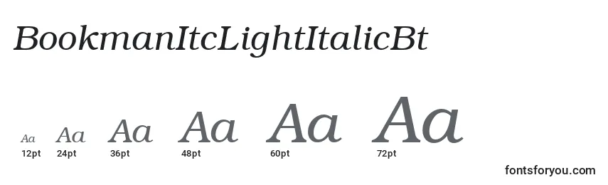BookmanItcLightItalicBt Font Sizes
