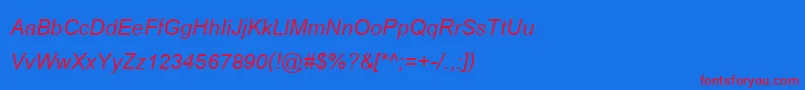 CordiaupcBoldItalic-fontti – punaiset fontit sinisellä taustalla