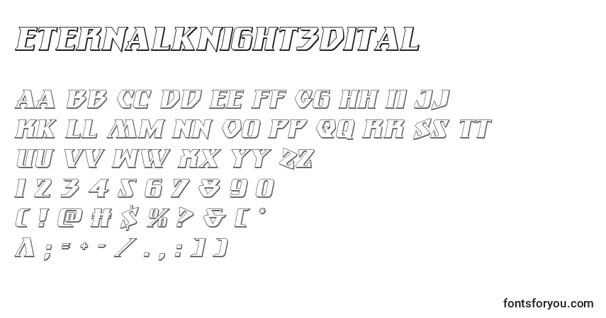 Schriftart Eternalknight3Dital – Alphabet, Zahlen, spezielle Symbole