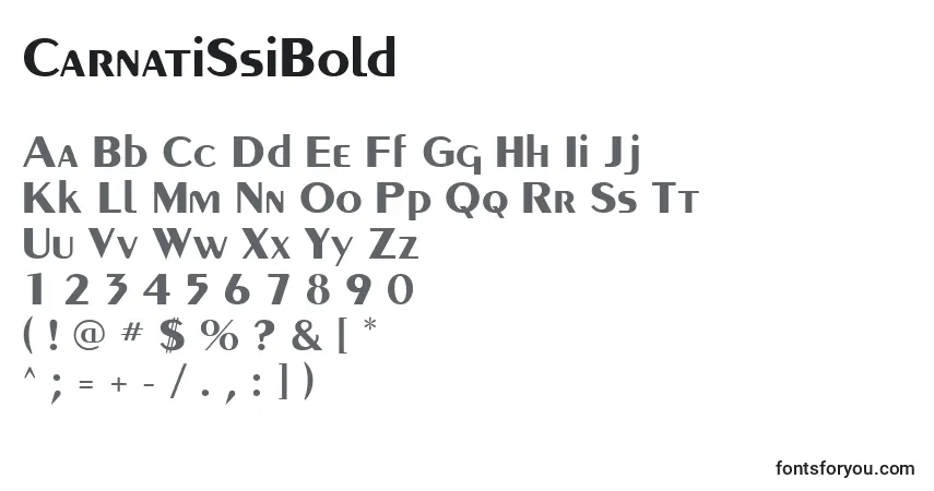 Schriftart CarnatiSsiBold – Alphabet, Zahlen, spezielle Symbole