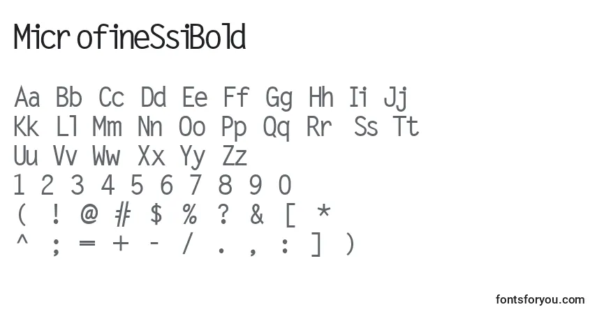 A fonte MicrofineSsiBold – alfabeto, números, caracteres especiais