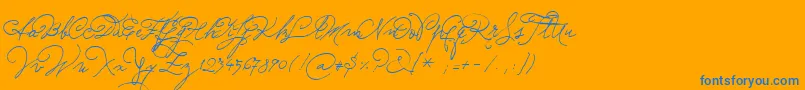 Sudestada-Schriftart – Blaue Schriften auf orangefarbenem Hintergrund