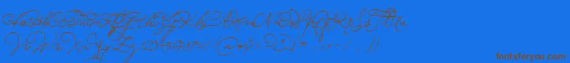 Sudestada-Schriftart – Braune Schriften auf blauem Hintergrund