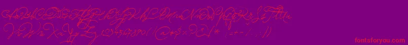 Sudestada-Schriftart – Rote Schriften auf violettem Hintergrund