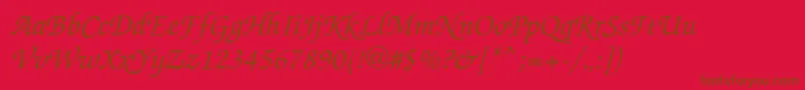 Czcionka ZapfChancecItalic – brązowe czcionki na czerwonym tle