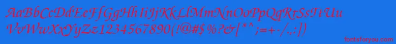 ZapfChancecItalic Font – Red Fonts on Blue Background