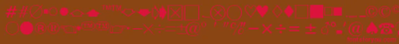 フォントEisagonewsssk – 赤い文字が茶色の背景にあります。