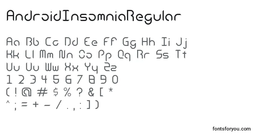 Fuente AndroidInsomniaRegular - alfabeto, números, caracteres especiales
