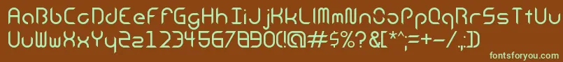 フォントAndroidInsomniaRegular – 緑色の文字が茶色の背景にあります。