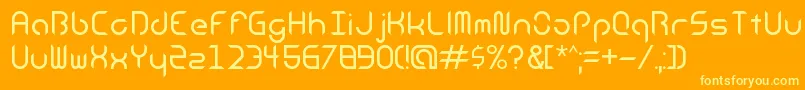 Saiba mais sobre a fonte AndroidInsomniaRegular Fonte AndroidInsomniaRegular – fontes amarelas em um fundo laranja